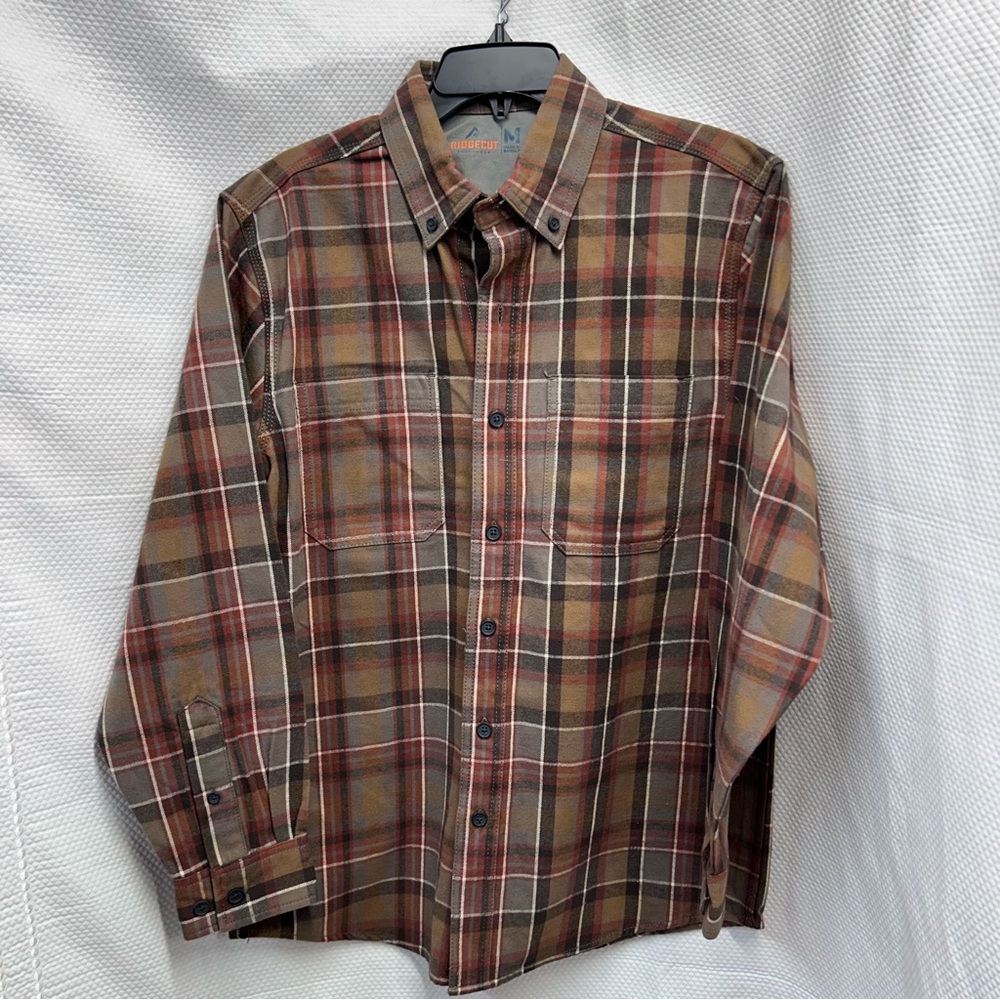 NWT Ridgecut Toughwear Thick Flannel Shirt‎ 100% Cotton Plaid Heavy Medium